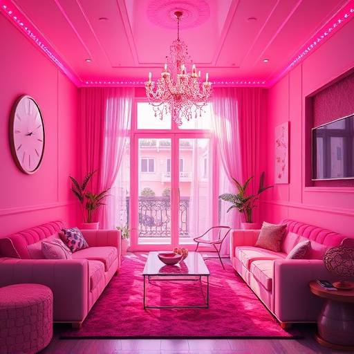 A surreal digital artwork showcasing a blend of vibrant candy-like elements and cozy home decor, generated by AI