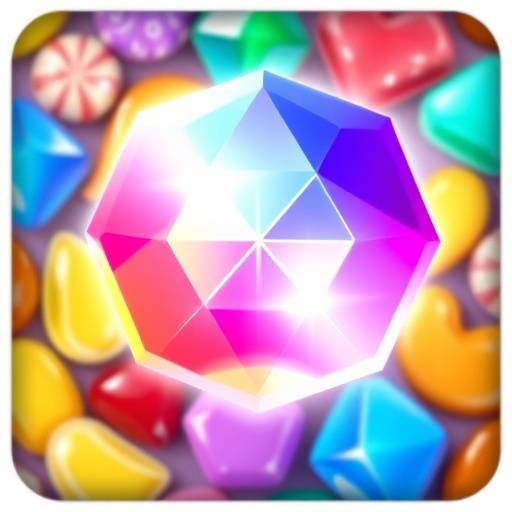 A vibrant, sparkling, jewel-like candy gem from the game Candy Crush Saga