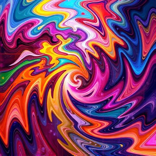 Abstract digital art generated by artificial intelligence, featuring swirling colors and geometric patterns