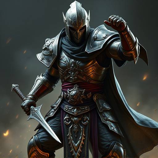 AI-generated concept art for a fantasy warrior character, with intricate armor and dynamic pose.