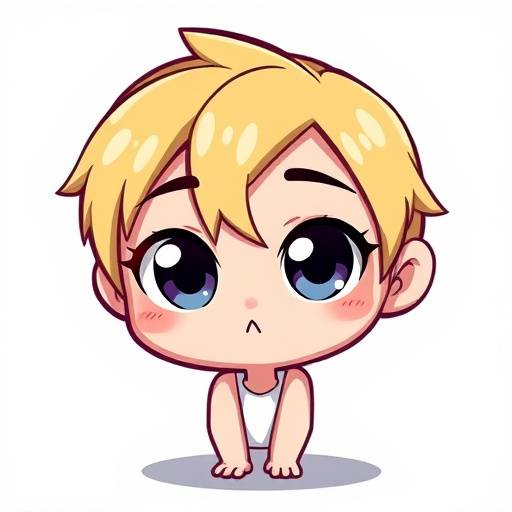 AI-generated cute and stylized character sprite for a casual game, with clear outlines and expressive eyes