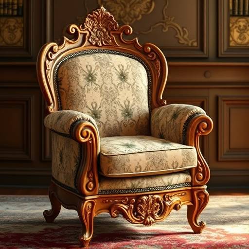 AI-generated ornate armchair in the style of Homescapes, with detailed upholstery and classical design