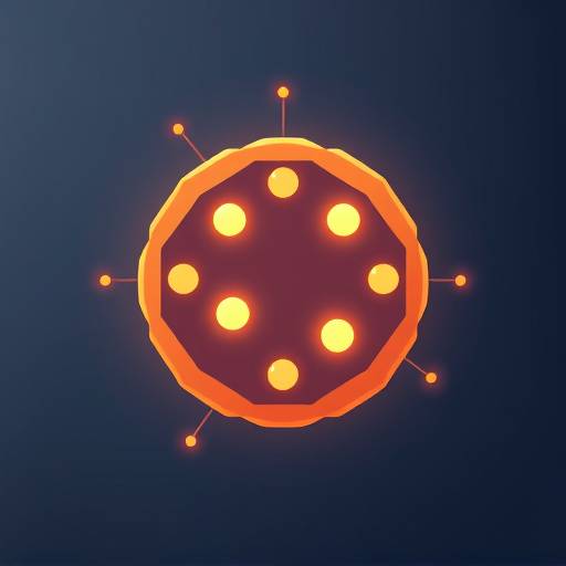 An abstract icon representing a cookie with network nodes, symbolizing website cookies and data management