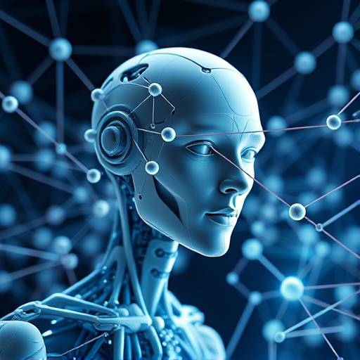 Visual representation of data processing for AI model training, showing interconnected nodes and data flow